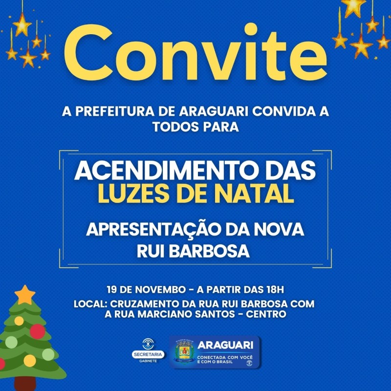 Luzes de Natal serão acesas nesta sexta-feira em Araguari