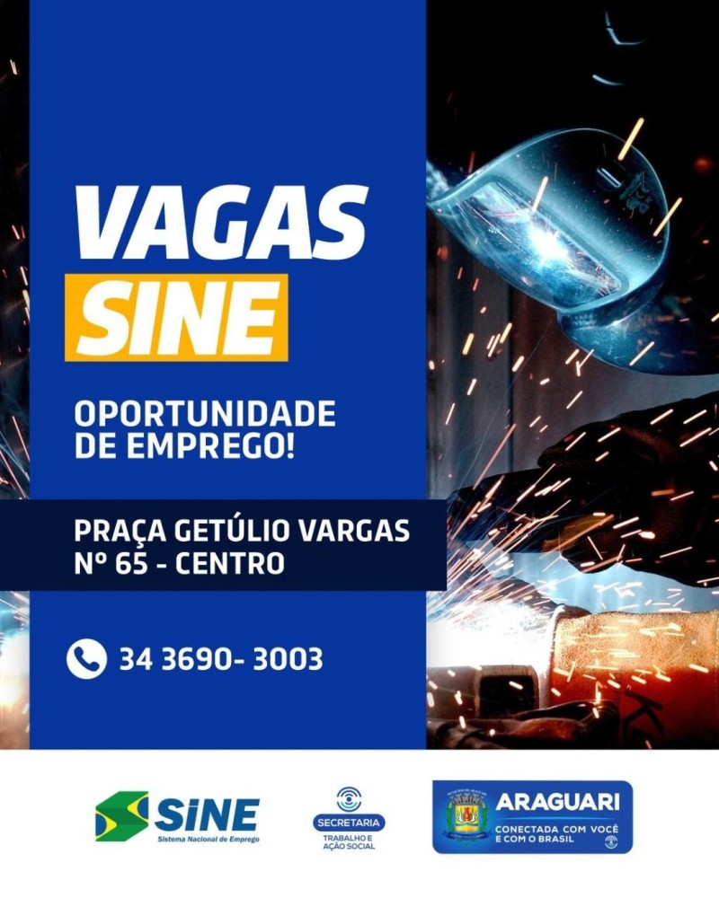 Vagas SINE Araguari-08/08/2022