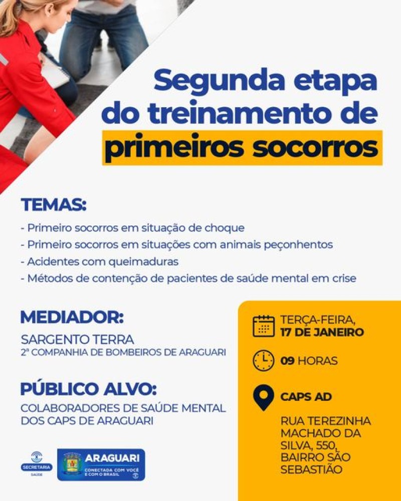 Prefeitura de Araguari promove segunda etapa de treinamento de Primeiros Socorros para equipe da Saúde