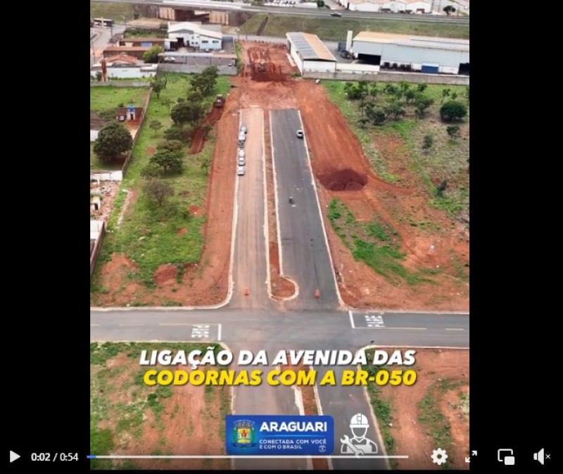 Ligação da avenida das Codornas com a BR 050