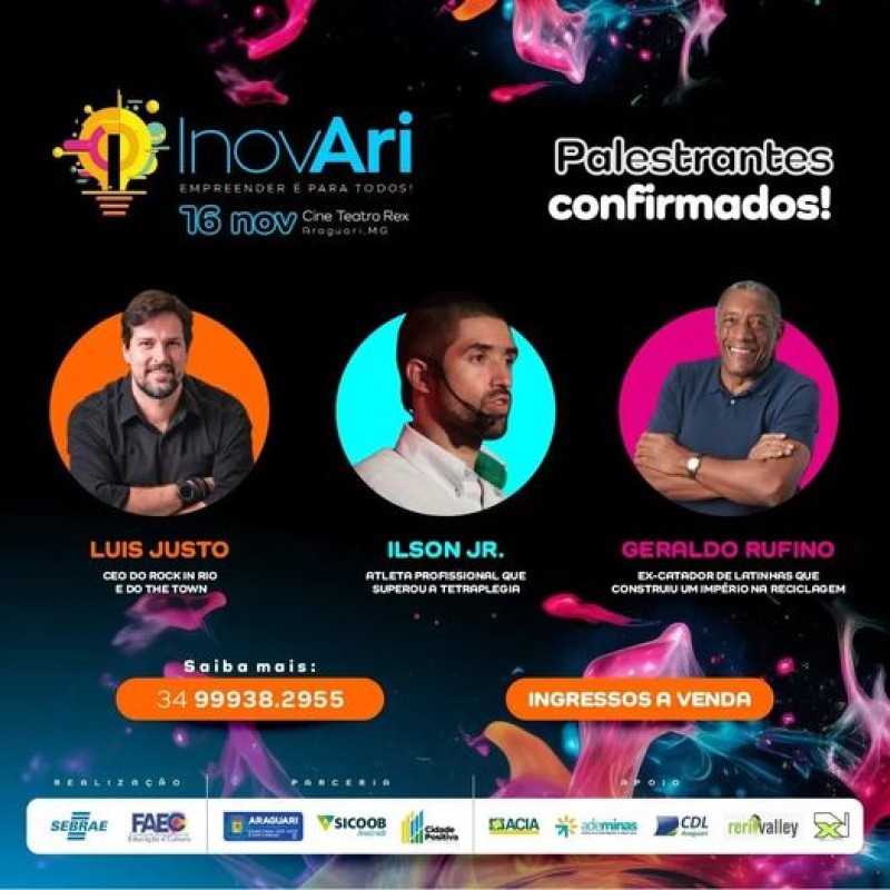 Evento InovARI empreender para todos será realizado em Araguari, em novembro