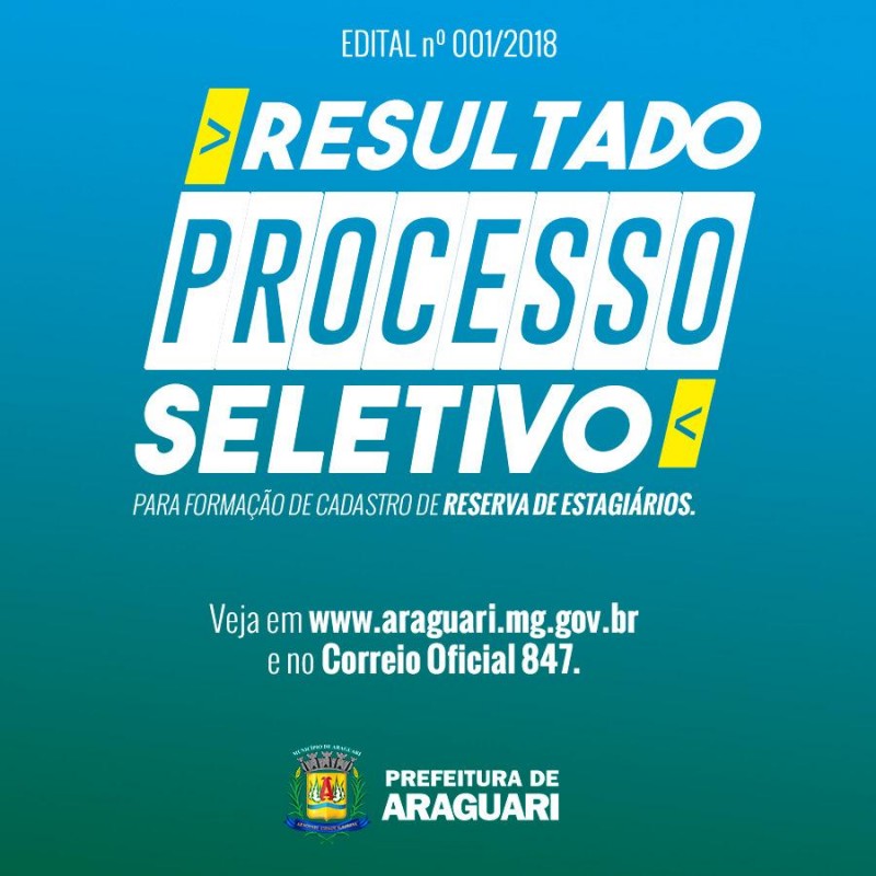 Prefeitura de Araguari divulga lista de classificados na 1ª fase do Processo Seletivo de Estagiários