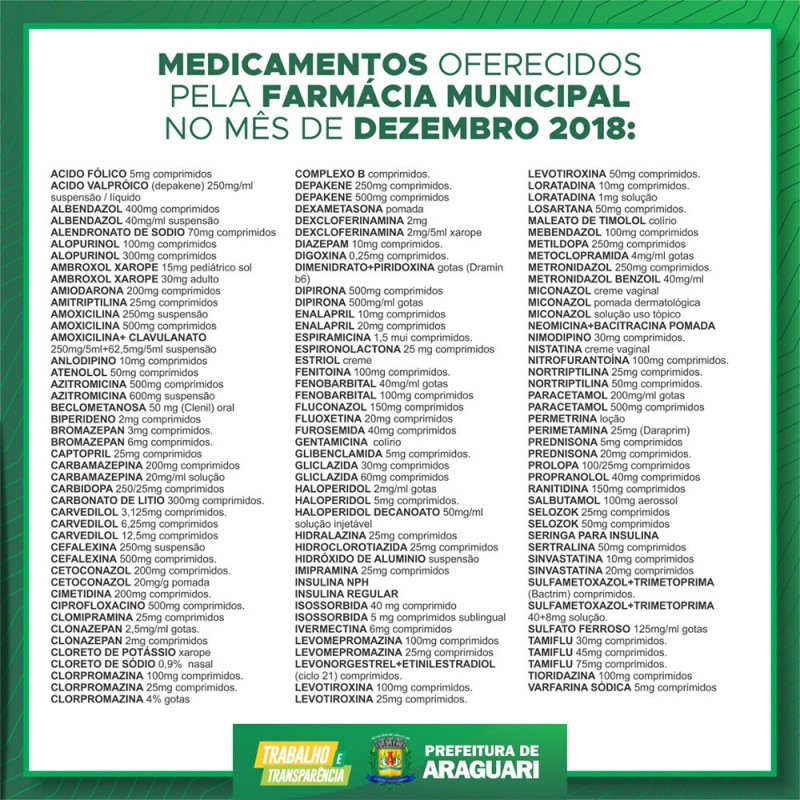 Farmácia Municipal disponibiliza 130 medicamentos à população