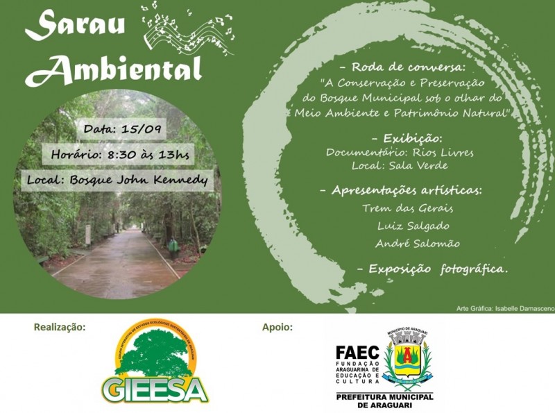 Bosque Municipal receberá o 1º Sarau Ambiental