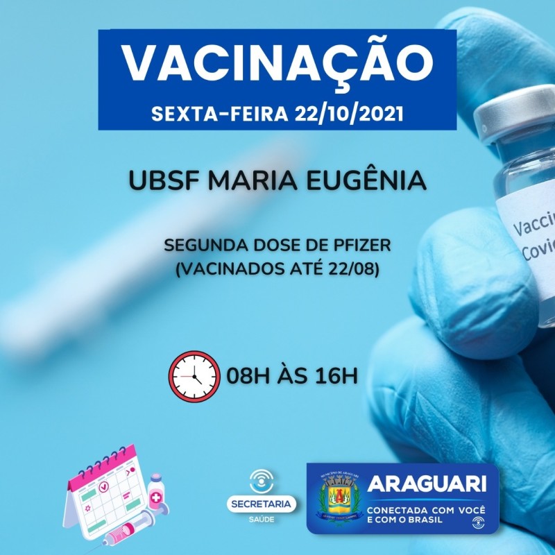 Vacinação contra Covid-19 continua em Araguari nesta sexta-feira