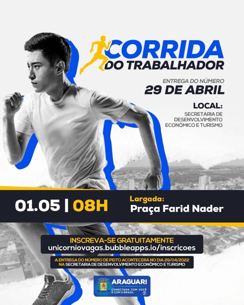 Entrega do número para Corrida do Trabalhador será nesta sexta-feira, dia 29 de abril
