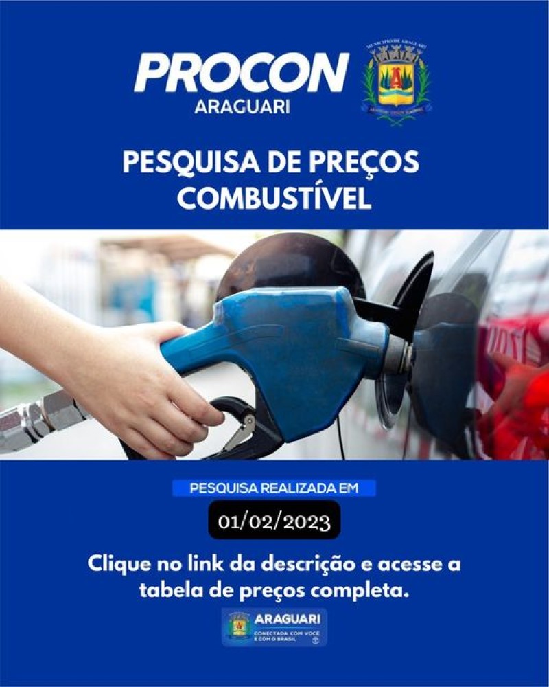 Pesquisa de preços de combustível realizada no dia 01/02/2023