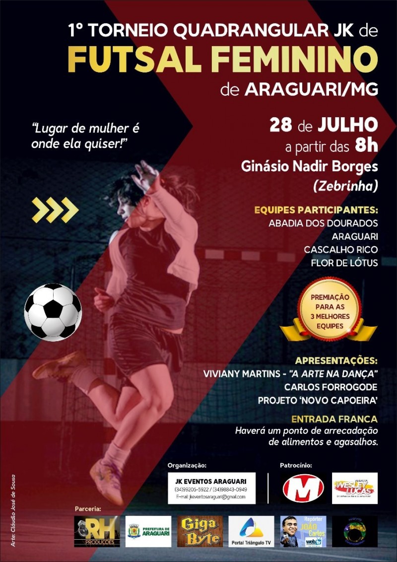 Futsal feminino será realizado em Araguari e contará com o apoio da Secretaria de Esportes