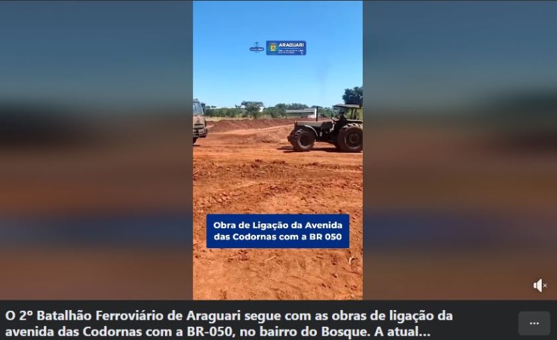 O 2º Batalhão Ferroviário de Araguari segue com as obras de ligação da avenida das Codornas com a BR-050, no bairro do Bosque. 