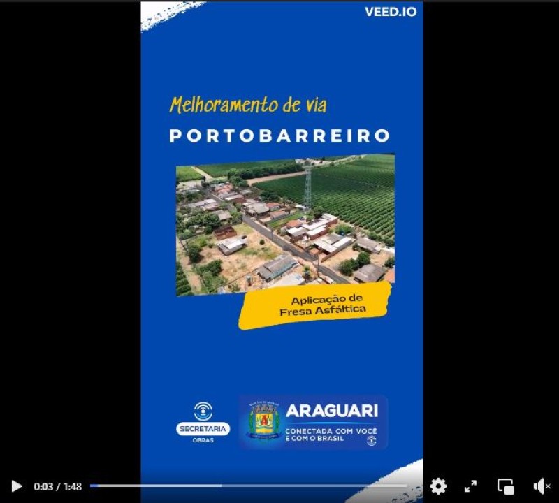 A prefeitura de Araguari implementa uma importante medida na comunidade do Porto Barreiro com a aplicação de fresa asfáltica na principal via da localidade.