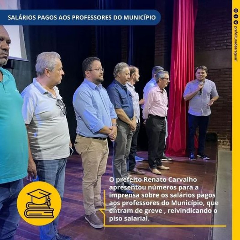 Prefeito de Araguari reúne imprensa para apresentar valores pagos aos Professores Municipais