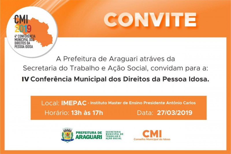 Prefeitura de Araguari realiza nesta quarta-feira (27) Conferência Municipal dos Direitos da Pessoa Idosa