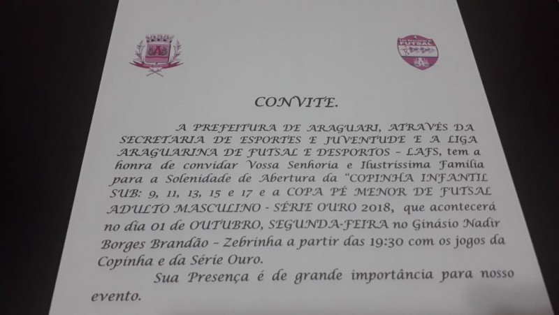  Prefeitura de Araguari realizará abertura da Copinha e Copa Série Ouro