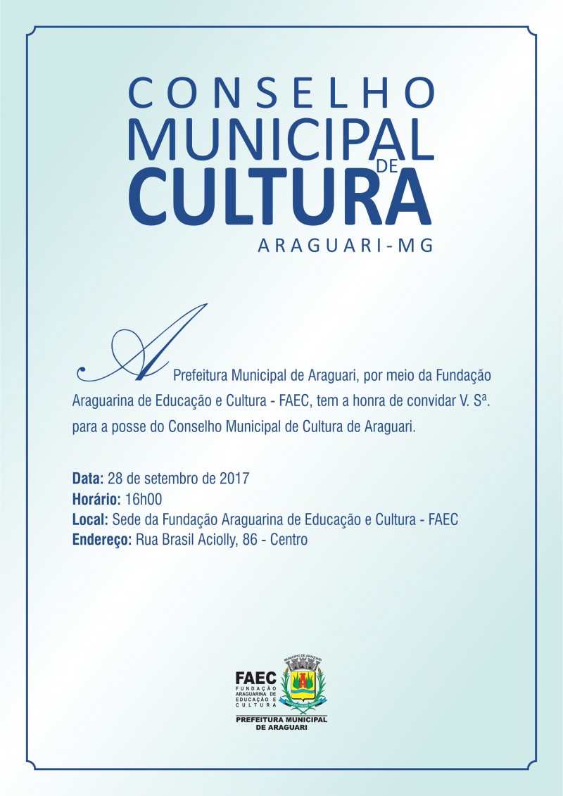 Conselho Municipal de Cultura de Araguari será empossado