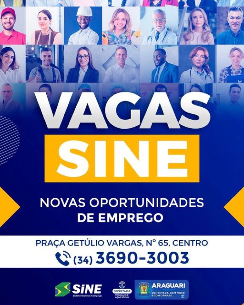 Vagas -Sine Araguari 30/01/2023