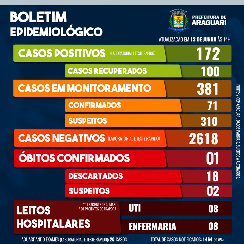 Boletim Epidemiológico de Araguari - Sábado, 13