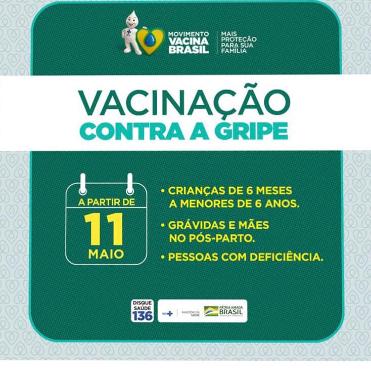 A terceira etapa da campanha de vacinação contra a Influenza (gripe) tem início nesta segunda-feira, 11, em todo Brasil. A vacinação é nacional e o público-alvo nesta etapa, são crianças de 6 meses a menores de 6 anos, grávidas e mães no pós parto e pessoas com deficiência.