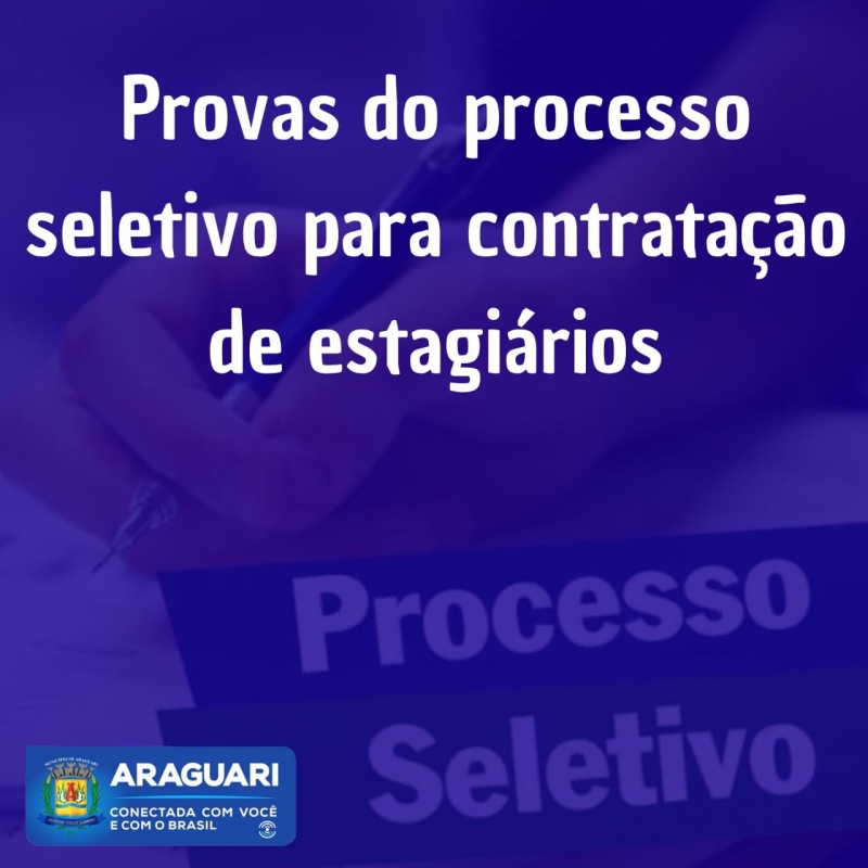 As provas do Processo seletivo para FORMAÇÃO DE CADASTRO DE RESERVA DE ESTAGIÁRIOS, da Prefeitura de ARAGUARI, serão realizadas no dia 18 de abril, às 9h, no CEM “João Pedreiro”, que fica na Rua Canabrava, 100 – Centro e na E. E. Madre Maria Blandina (Polivalente, localizada à Av. Nicolau Dorázio, 129 – B. Industrial.