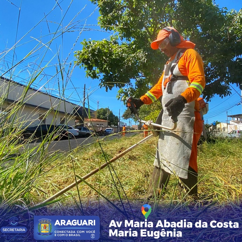 Nesta sexta (23), os trabalhos foram finalizados na Avenida Av Maria Abadia da Costa bairro: Maria Eugênia Os profissionais ligados à Secretaria usam maquinários para acelerar a limpeza.