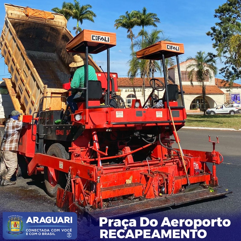 A Secretaria Municipal de Obras segue o cronograma de recapeamento e está com trabalho nas vias que passam pela Praça do Aeroporto. As obras são acompanhadas por técnicos da secretaria em todos os setores contemplados.