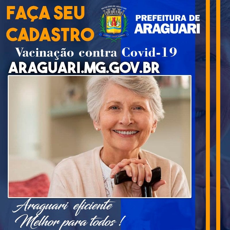 Est&aacute; liberado o cadastro para idosos e profissionais da sa&uacute;de pelo site da prefeitura de Araguari, que &eacute; araguari.mg.gov.br.