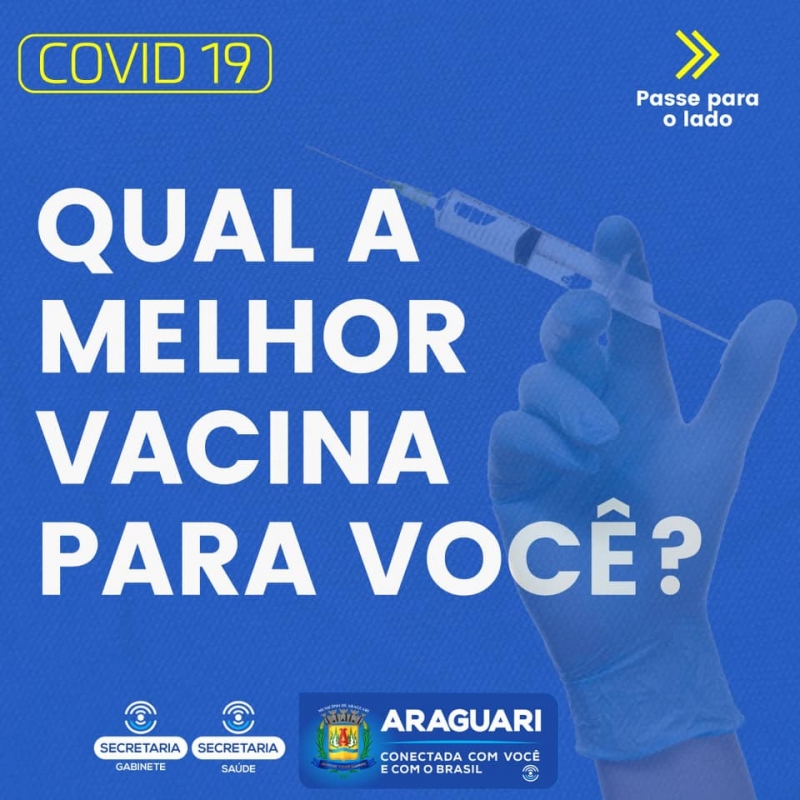 Acompanhe nas nossas mídias sociais o calendário de vacinação que é divulgado diariamente.  A proteção de todos depende da proteção de cada um!  E você, mesmo que esteja vacinado, use de máscara, mantenha distanciamento, higienize as mãos com água e sabão ou álcool 70% em gel.