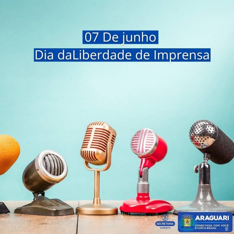 Hoje, comemoramos o dia da Liberdade de Imprensa e nós, da Pefeitura de Araguari , estamos aqui para dar todo o nosso apoio aos comunicadores, que mesmo em momentos difíceis e com tantas fake news, seguem seu propósito de trazer a verdade com liberdade e segurança.