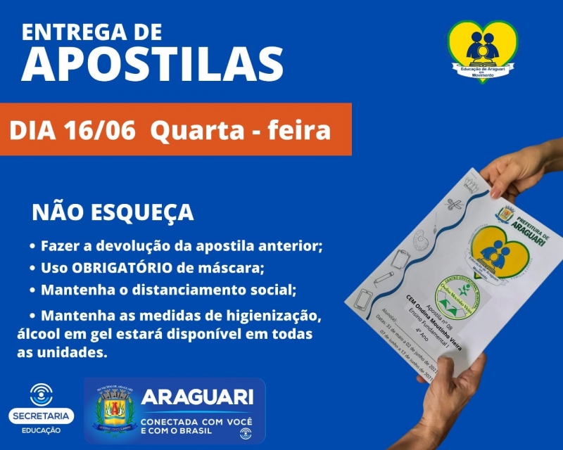 Essa semana tem entrega  de  apostilas.