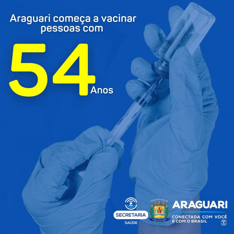 A partir desta terça-feira , 22 de junho, a cidade segue vacinando as pessoas com 54 anos ou mais. A vacinação continua no aeroporto, entre 8h e 16h, em drive-thru ou para pedestres. O cadastro é feito no site da prefeitura. Além do comprovante do cadastro, é preciso apresentar documento pessoal com foto e comprovante de residência no nome da pessoa.  Os demais grupos continuam sendo vacinados. Os grupos seguem abaixo: - professores e técnicos do EJA e ensino superior (que trabalham em Araguari) - no Aeroporto - professores e trabalhadores da educação do ensino infantil ao ensino superior ( que trabalham em Araguari) - no Aeroporto - pessoas com comorbidades ou deficientes físicos com idade entre 18 e 59 anos (primeira dose) - no Aeroporto e na UBSF Maria Eugênia  - agentes de segurança e de salvamento (primeira dose – só com agendamento) - no Aeroporto - gestantes em geral e puérperas na UBSF do Bairro Maria Eugênia (o agendamento é feito com base no cadastro - por telefone ou mensagem são informados dia, local e horário) - profissionais da saúde e idosos que tomaram a astrazeneca há mais de 84 dias (intervalo ideal para retorno – não é preciso espera a data que foi colocada no cartão) - no Aeroporto