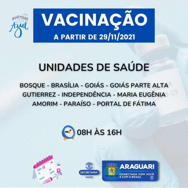 Com a vacinação contra a Covid-19 alcançando índices positivos dentro do município, a prefeitura de Araguari por meio da secretaria de Saúde irá descentralizar os pontos de vacinação.