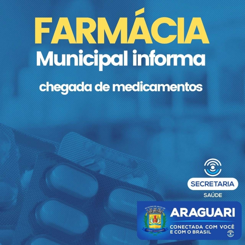 A prefeitura de Araguari por meio da secretaria de Saúde, informa o recebimento do seguinte medicamento que estava em falta: -Insulina NPH e Regular tipo frasco e caneta Reiteramos que para a retirada do medicamento, o usuário deverá apresentar a receita médica em duas vias devidamente assinada e no caso da caneta, deverá estar especificado.