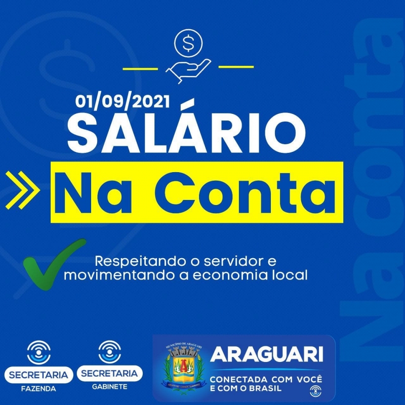 A prefeitura de Araguari efetuou nesta quarta-feira, 1º de setembro, o pagamento dos servidores públicos relativo ao mês de agosto. Durante os oito meses desta administração, todos os salários caíram na conta dos trabalhadores no dia primeiro de cada mês. Apenas no mês de agosto que o pagamento foi efetuado no dia 3 pelo fato do dia 1º ter sido em um domingo.