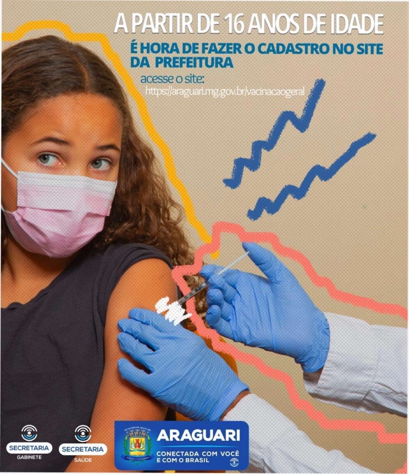 A prefeitura de Araguari por meio da secretaria de Saúde abre a partir desta segunda-feira (13), o cadastramento para adolescentes de 16 e 17 anos se vacinarem contra a Covid-19.