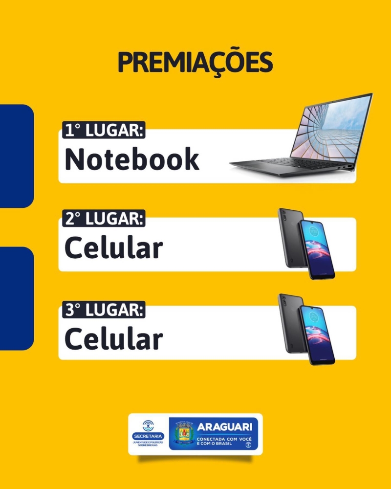 Com o objetivo de desenvolver valores importantes para o futuro dos alunos do 6º ano do Ensino Fundamental II de todas as Escolas Municipais, Estaduais e Particulares, a prefeitura de Araguari, através da secretaria da Juventude e Políticas Sobre Drogas, está promovendo um Concurso de Redação com o tema: "A vida é feita de escolhas... eu digo NÃO às Drogas!".