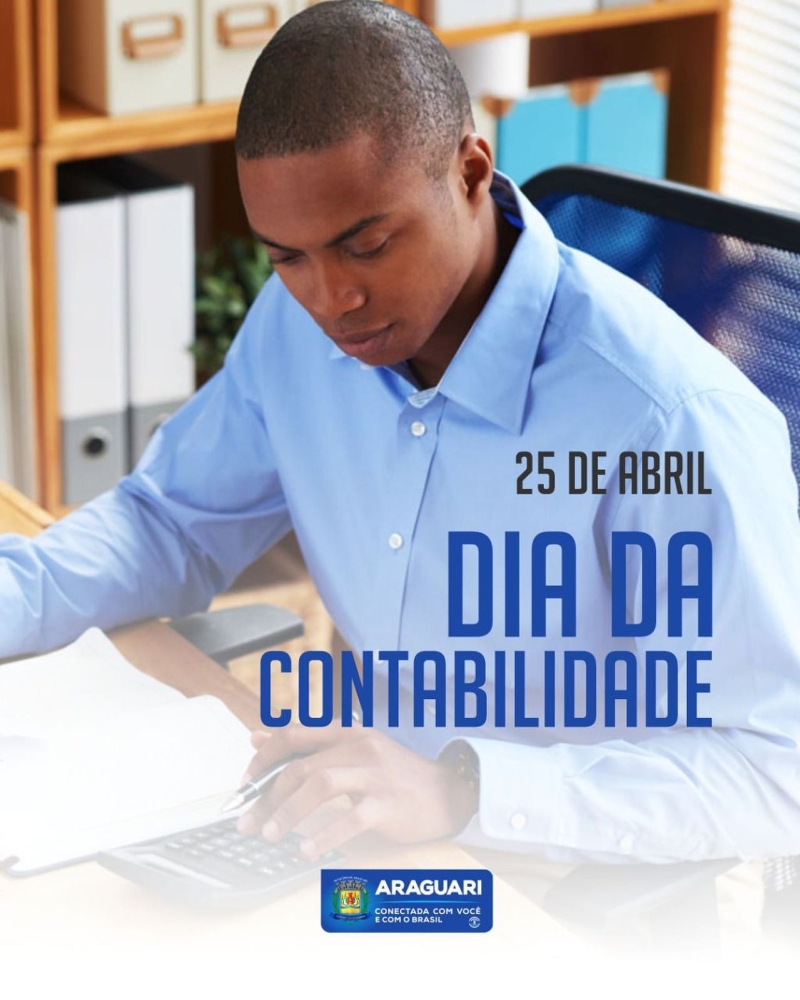 Parabéns a todos os contabilistas de Araguari. O contador ocupa uma posição relevante nas empresas, ao caminharem lado a lado com a gestão, buscando soluções contábeis e financeiras no dia a dia da organização. Homenagem da Prefeitura de Araguari.