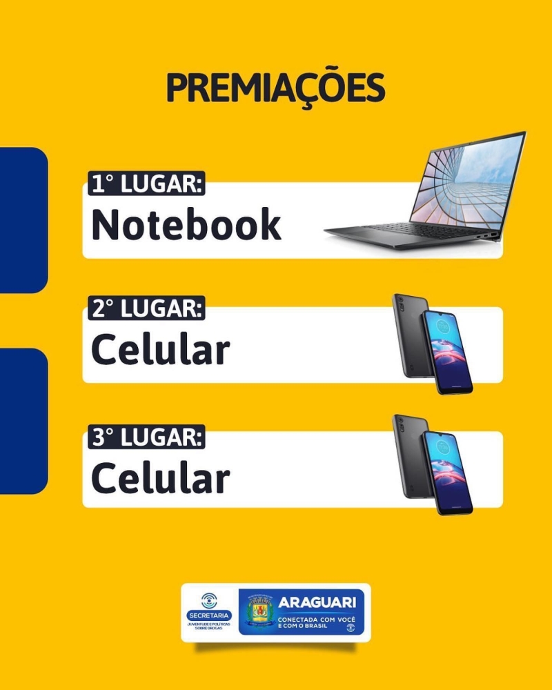 Com o objetivo de desenvolver valores importantes para o futuro dos alunos do 6º ano do Ensino Fundamental II de todas as Escolas Municipais, Estaduais e Particulares, a prefeitura de Araguari, através da secretaria da Juventude e Políticas Sobre Drogas, está promovendo um Concurso de Redação com o tema: "A vida é feita de escolhas... eu digo NÃO às Drogas!".