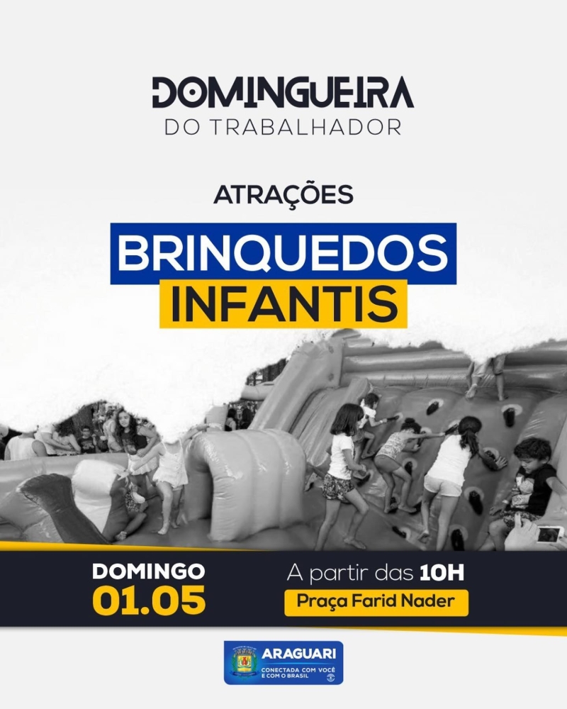 Em comemoração ao Dia do Trabalhador, a prefeitura de Araguari promoverá, no próximo domingo, dia 1º, uma grande festa que reunirá toda a comunidade em diversas atividades.