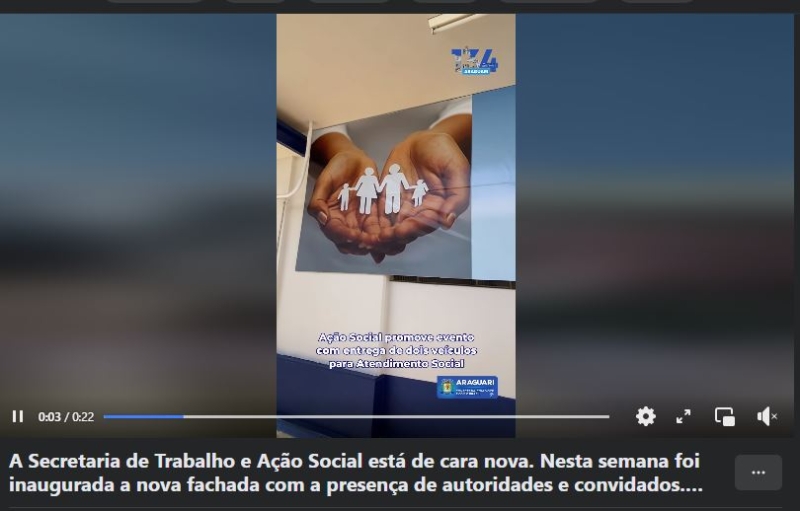 A Secretaria de Trabalho e Ação Social está de cara nova. Nesta semana foi inaugurada a nova fachada com a presença de autoridades e convidados. No evento foi feito a entrega de dois veículos para trabalhos de ação social.