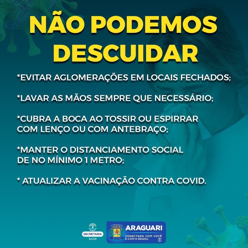 Secretaria de Saúde alerta população sobre aumento de casos de Covid-19 em Araguari