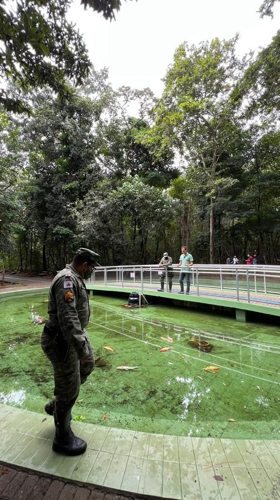 A polícia ambiental foi acionada pelos funcionários do Bosque John Kennedy e secretário de meio ambiente por volta de 8h, desta quarta-feira (2), em função da possibilidade de contaminação da água de um dos três lagos internos do local.