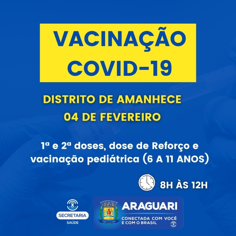Vacinação Pediátrica  USBF Guttierrez – das 8h às 16h  1ª dose (Coronavac) para crianças de 6 anos a 11 anos COM e SEM comorbidades  Vacinação Adulta  UBSF Gutierrez Coronavac 1ª e 2ª doses, Astrazeneca 2ª dose e Janssen dose de Reforço  UBSF’s Independência, Portal de Fátima, Bosque e Goiás  1ª (12 a 17 anos) e 2ª doses e dose de Reforço Pfizer  Vacinação distrito de Amanhece  1ª e 2ª doses, dose de Reforço e vacinação pediátrica (5 a 11 anos)