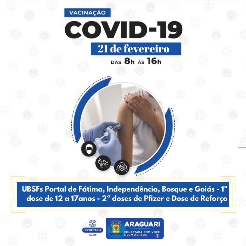 Vacinação Pediátrica  USBF Guttierrez – das 8h às 16h  1ª dose (Coronavac) para crianças de 6 anos a 11 anos COM e SEM comorbidades  USBF Paraíso– das 8h às 16h  1ª dose (Pfizer) para crianças de 5 anos a 11 anos COM e SEM comorbidades  Vacinação Adulta  UBSF Gutierrez  Coronavac 1ª e 2ª doses, Astrazeneca 2ª dose e Janssen dose de Reforço  UBSF’s Independência, Portal de Fátima, Bosque e Goiás  1ª (12 a 17 anos) e 2ª doses  Dose de Reforço Pfizer   A secretaria de Saúde ressalta que para garantir maior controle e evitar o desperdício de vacinas, a abertura dos frascos são controladas a partir das 15h30.