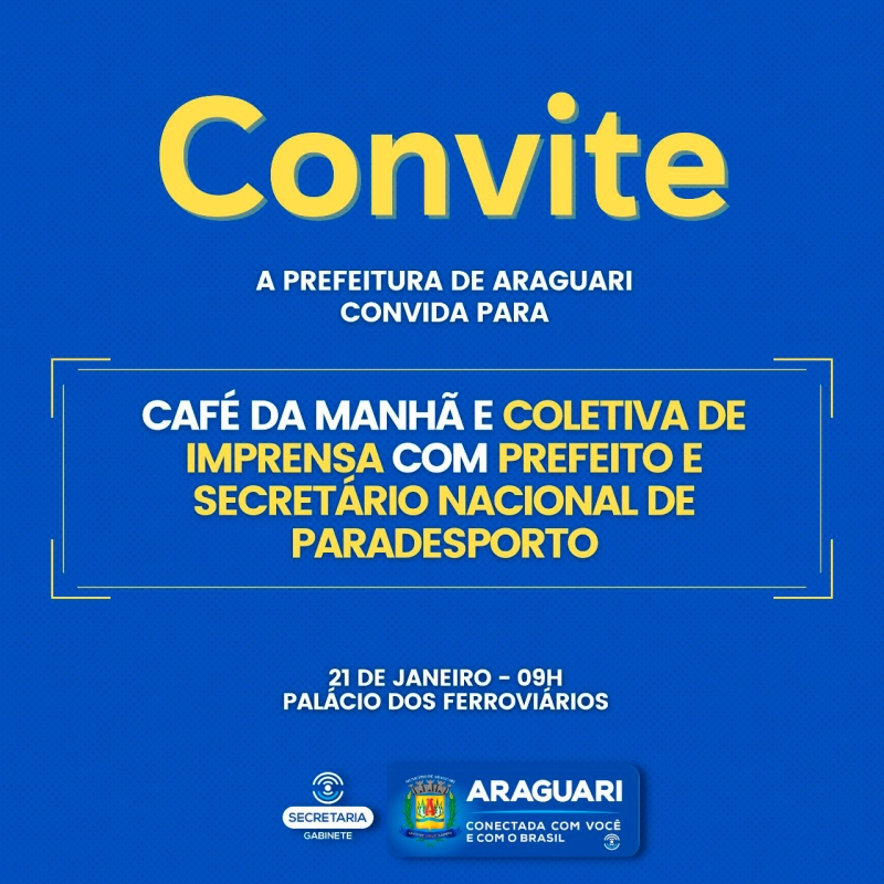 O Secretário Nacional do Paradesporto Agtônio Guedes visitará nossa cidade, nesta sexta, a convite do prefeito Renato Carvalho e secretário de esportes Wesley Lucas para assegurar a importância de investir em políticas para os atletas ou não que têm algum tipo de deficiência.