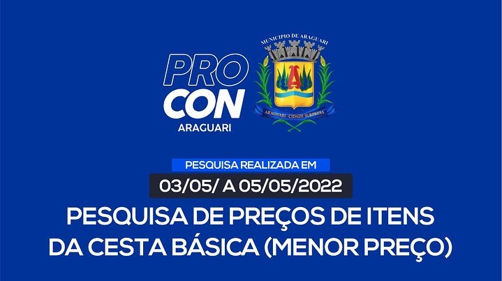 Pesquisa de preços de itens da cesta básica (menor preço) realizada nos dias 03/05/2022 a 05/05/2022