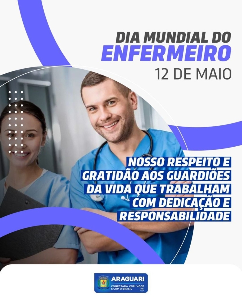Eles são os únicos que acompanham o momento de chegada e partida de pacientes e são também como uma ponte, entre pacientes e outros profissionais, a exemplo de médicos, fisioterapeutas e nutricionistas.  Devemos pensar na importância da enfermagem e de seus profissionais nesta data comemorativa.  Nossa homenagem a todos os enfermeiros e enfermeiras de Araguari.