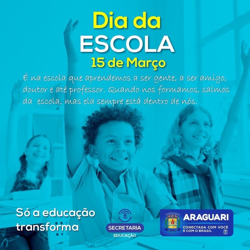 É na escola que aprendemos a ser gente, a ser amigo, doutor e até professor. Quando nos formamos, saímos da escola, mas ela sempre está dentro de nós.