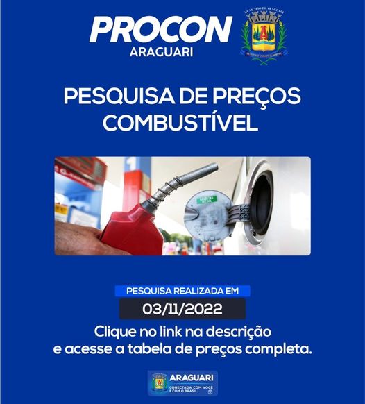 Pesquisa de preços de combustíveis realizada no dia 03/11/2022. 