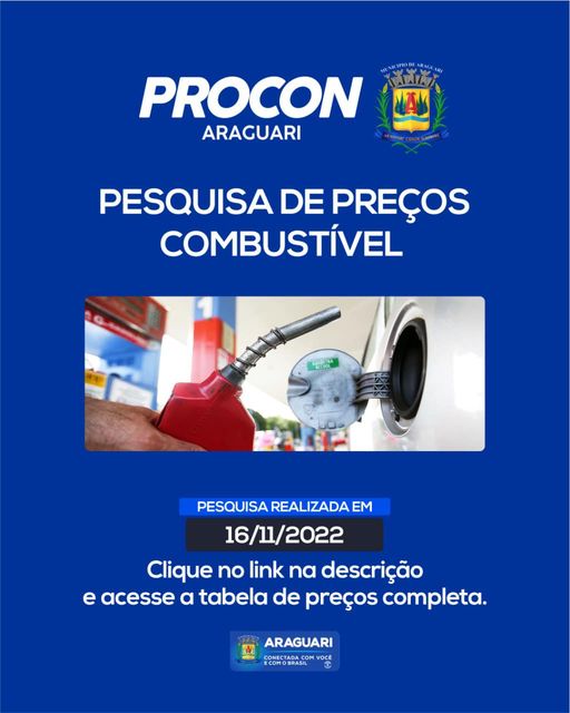 Pesquisa de preços de combustíveis realizada no dia 16/11/2022.