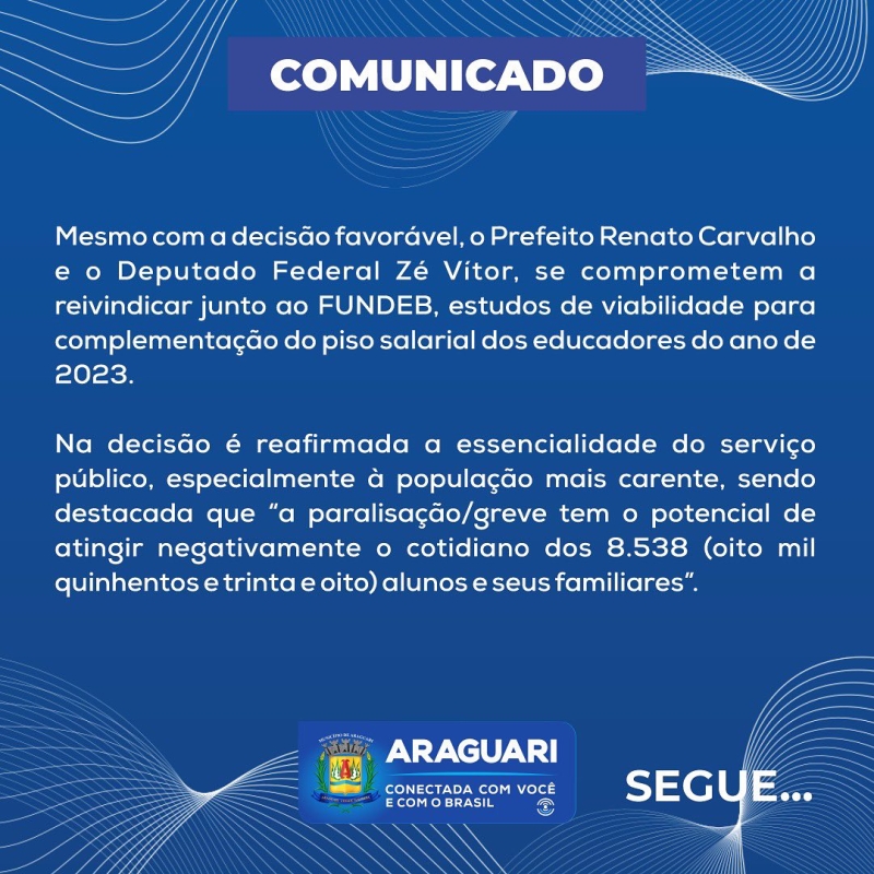 Prefeitura de Araguari: Comunicado 18 de Agosto
