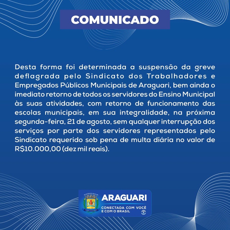 Prefeitura de Araguari: Comunicado 18 de Agosto